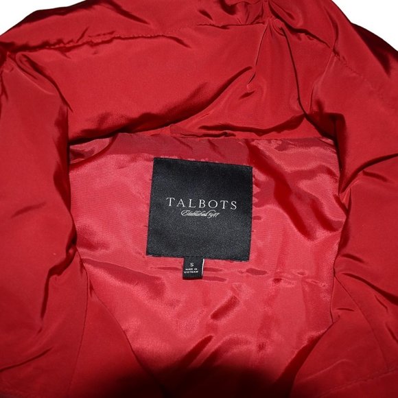 Talbots Cranberry Red Down High Zip Puffer Vest - Picture 7 of 9